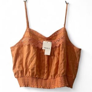 Forever 21 Terracotta Lace Camisole Crop Top size XL, Cottagecore, Boho Chic